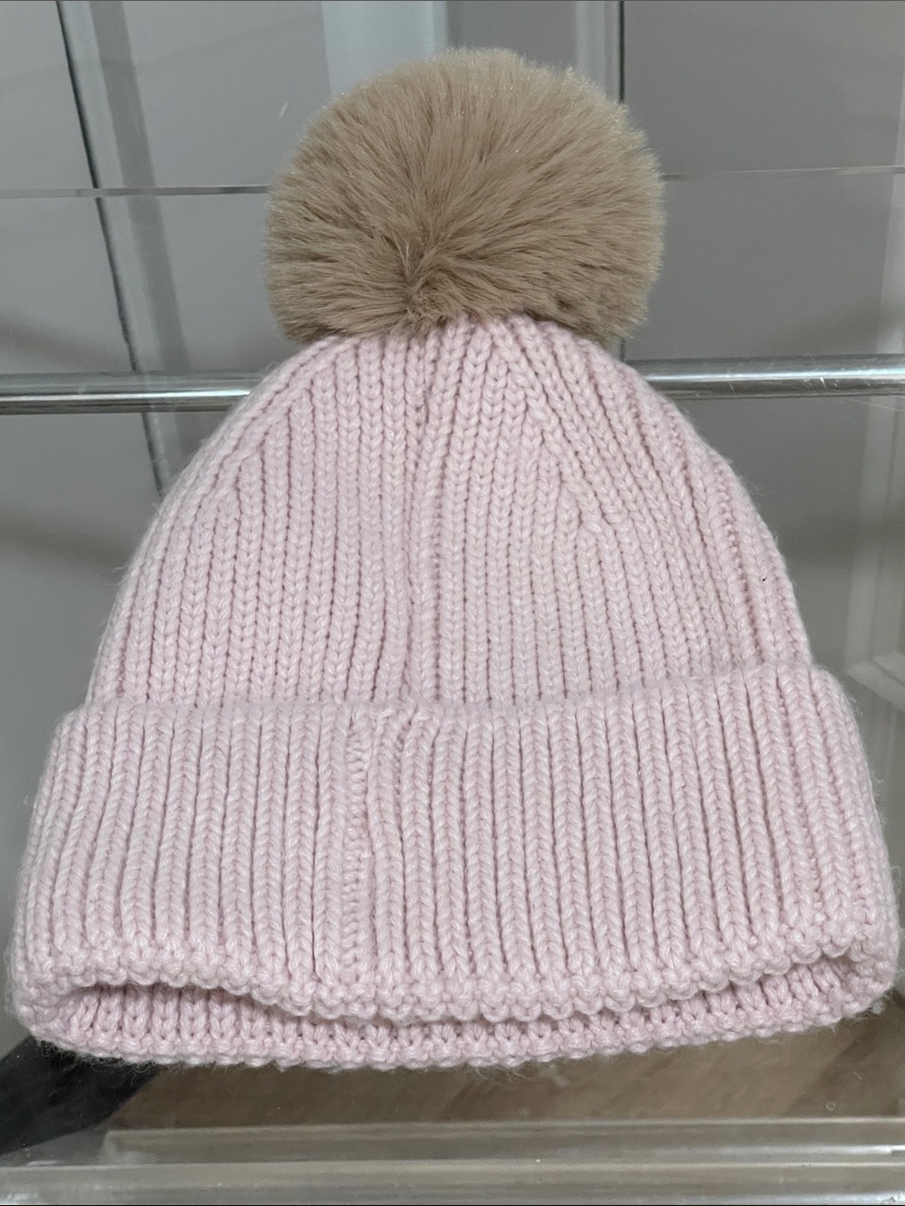 Ladies Pink Pom Pom Beanie Hat - Picture 5 of 5